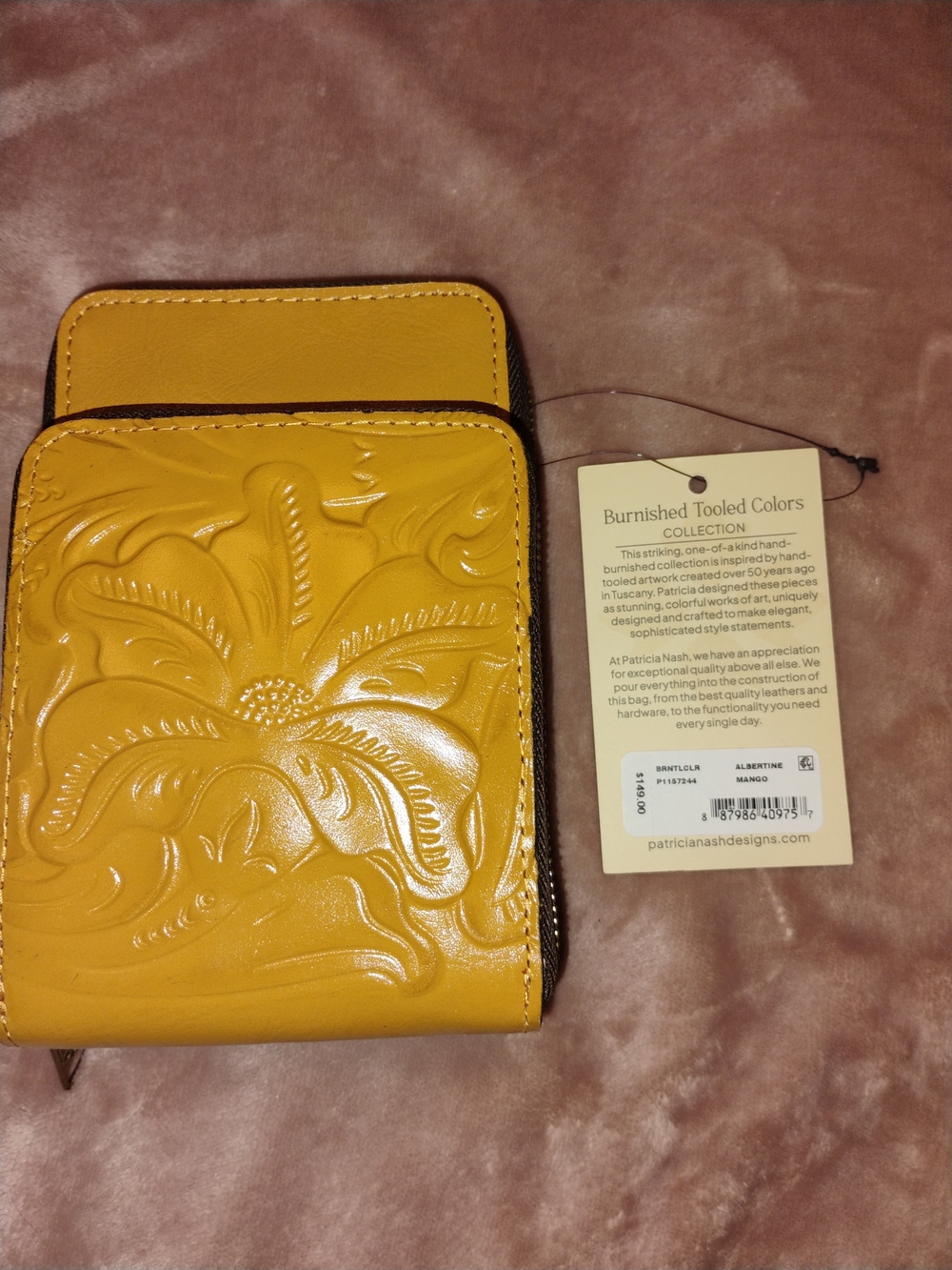 NWT Patricia Nash Albertine Embossed Leather Phone Wallet